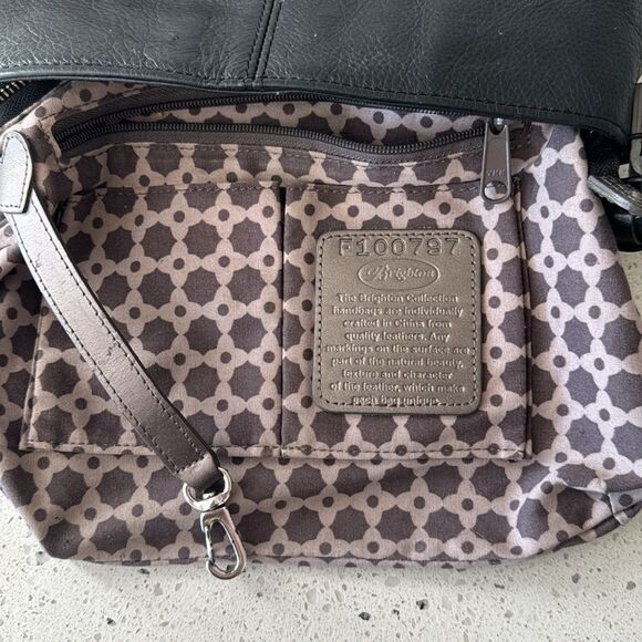 Brighton Black & Gray Soft Leather Shoulder Bag Crossbody Zipper Closure Casual - Picture 10 of 14